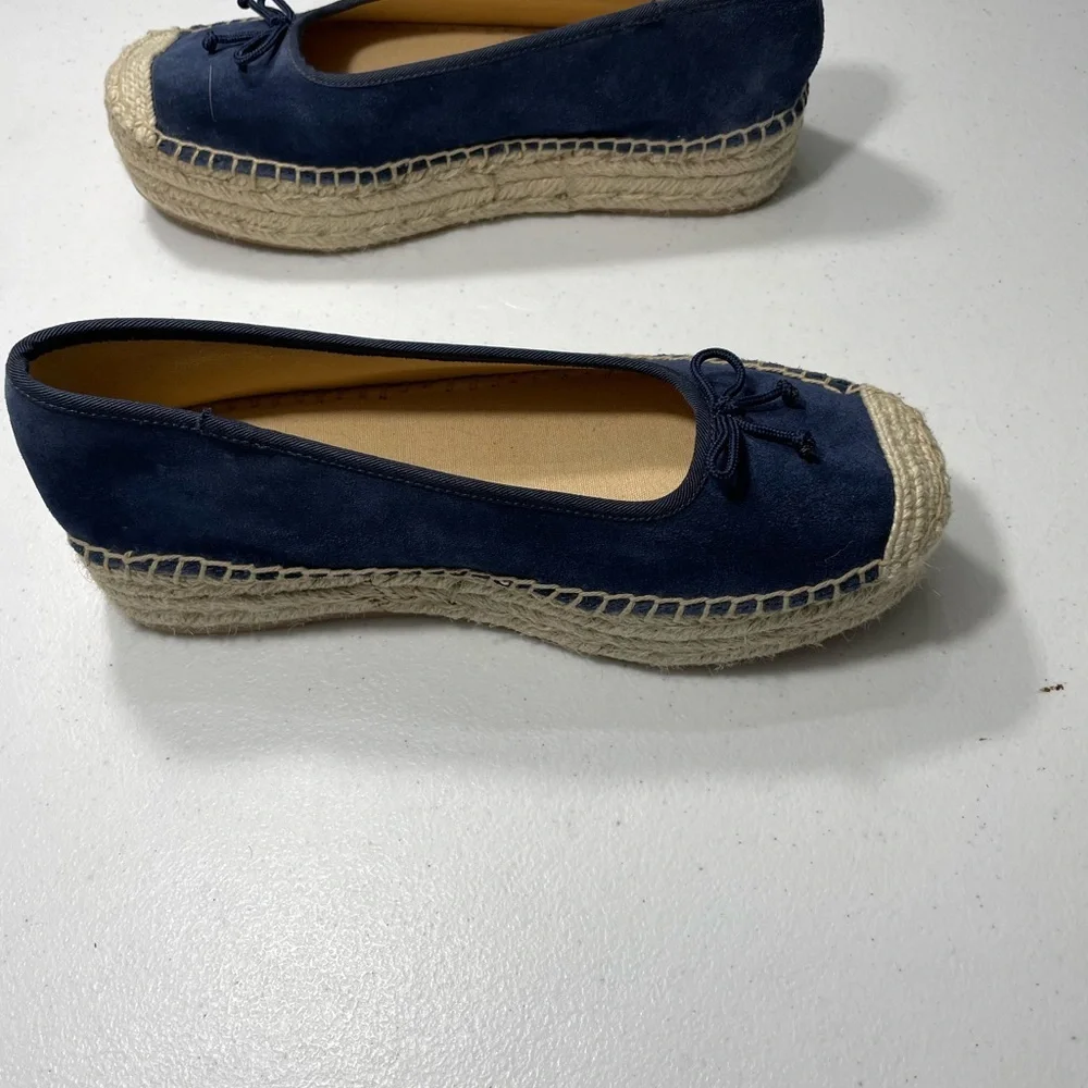 Talbots Blue Espadrille Flats with Bow Detail Size 7 SB-95